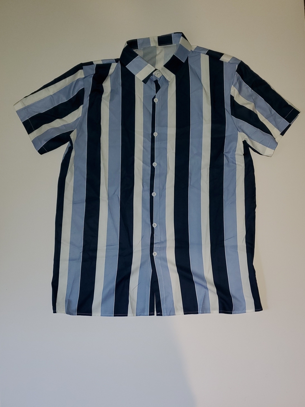 Men's Short-Sleeve Stripe Button-Up Shirt - Blue/White